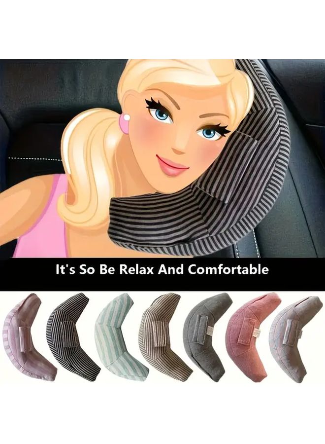 وسادة مقعد سيارة رمادية للقهوة، دعم للرقبة، وسادة، أحزمة قابلة للتعديل، حامي للرأس مريح - Image 1