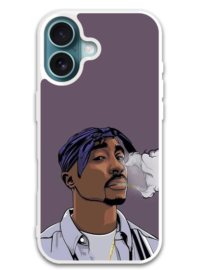 Theodor Protective Case Cover For APPLE IPHONE 16 Tupac (White Bumper) - Image 1