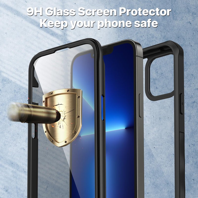 CENHUFO Privacy for iPhone 13 Pro Max Case, Full Body Phone Case with Built-in 9H Tempered Glass Privacy Screen Protector and Camera Lens Protector, Anti Peep Shockproof Bumper Clear Cover - Black - Image 4