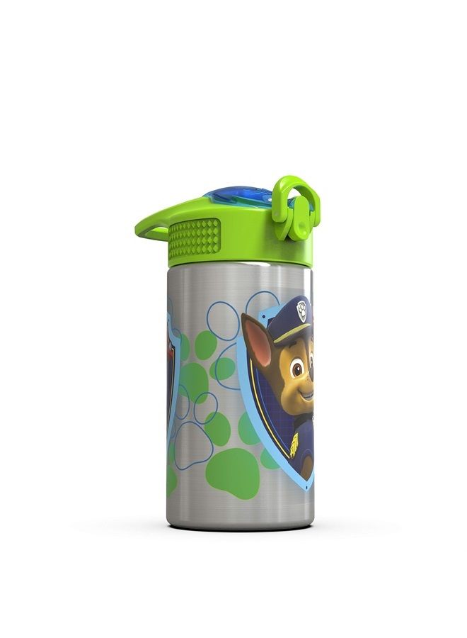 Zak Designs 15.5oz Stainless Steel Kids Water Bottle with Flip-up Straw Spout - BPA Free Durable Design, Paw Patrol Boy SS  - Image 3
