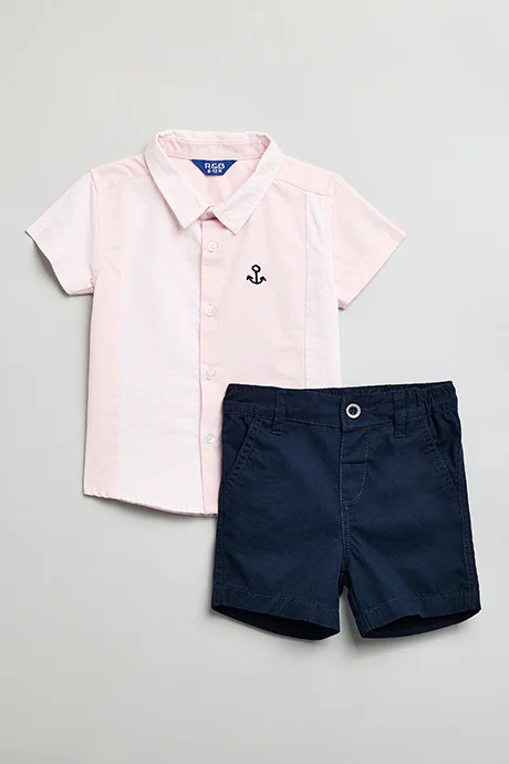 أر أند بي Solid Shirt and Shorts Set