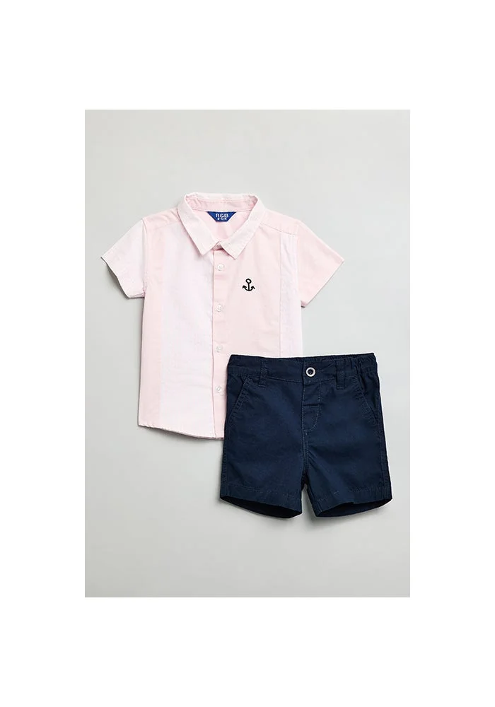 أر أند بي Solid Shirt and Shorts Set