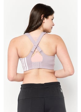 Adidas Women Brand Logo Padded Sports Bra, Mauve  - Image 3
