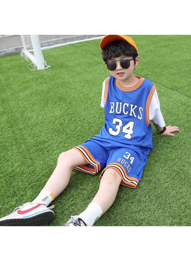 Children's Basketball Uniform Set, Summer Clothing, Medium And Large Children's Men's And Women's Uniforms, Training Sportswear, Sweat-absorbent And Sweat-wicking Basketball Jersey, Short-sleeved