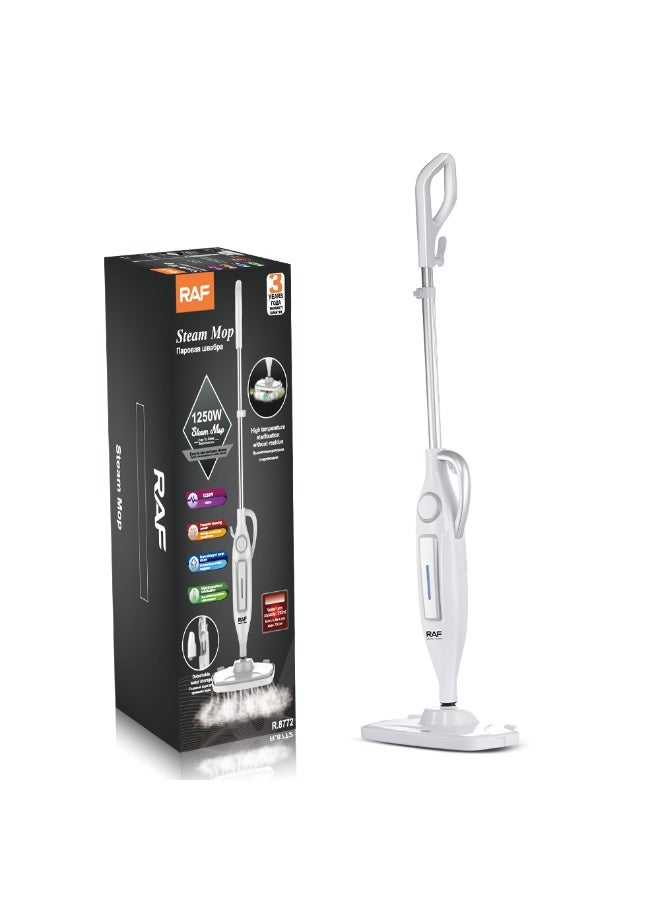 RAF Electronic Hardware Electric Steam Mop 1250W, 7-in-1 Multipurpose Steam Cleaner with 800ml Water Tank, HEPA Filter, 7 Cleaning Accessories & 2 Microfiber Pads for Floors, Tiles, Glass, Carpets & Home Cleaning - Image 1