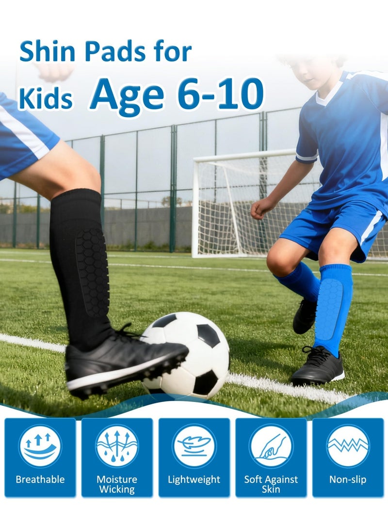 1 Pair Football Shin Guards, Breathable Honeycomb Pads, Lightweight Impact Protection, Non-Slip Calf Compression Sleeves for Boys and Girls, Football Rugby Basketball Sports (S Blue) - Image 4