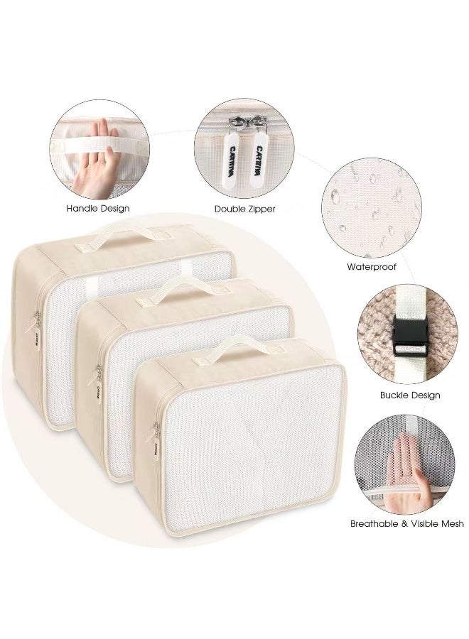 Carttiya 8-Piece Luggage Organizer Set for Travel Accessories - Beige - Image 4
