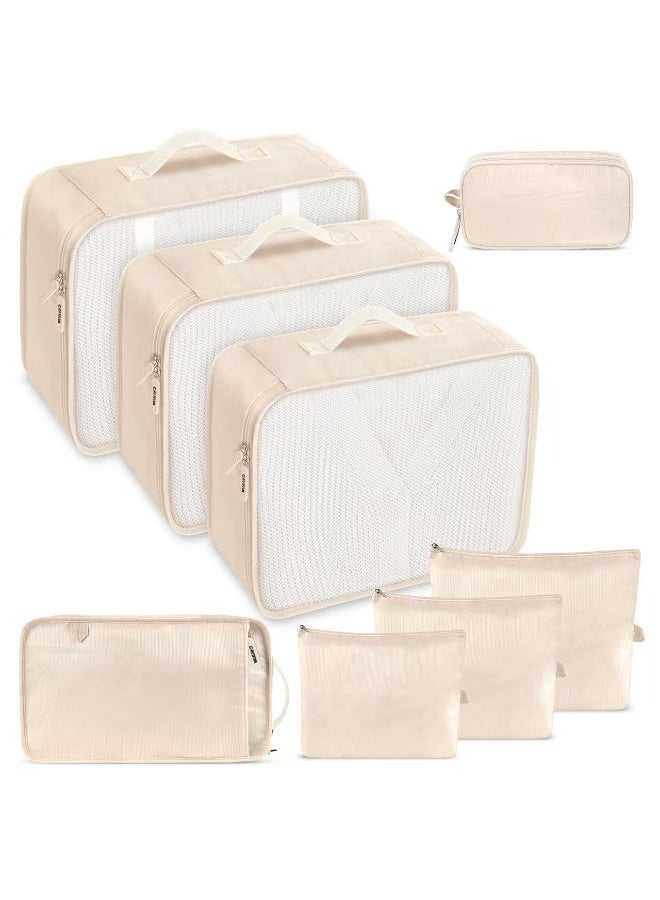 Carttiya 8-Piece Luggage Organizer Set for Travel Accessories - Beige - Image 1