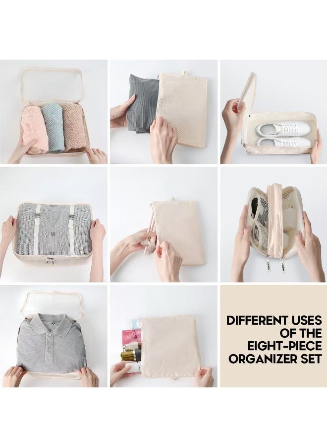 Carttiya 8-Piece Luggage Organizer Set for Travel Accessories - Beige - Image 2