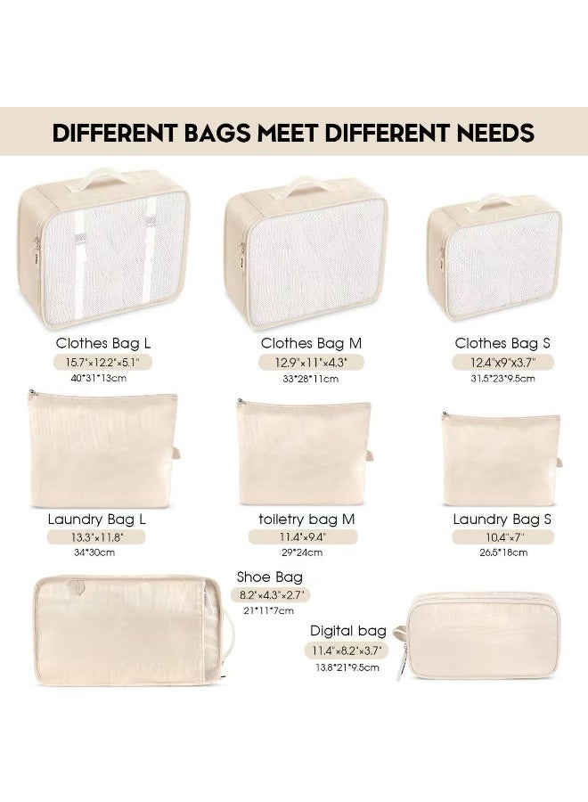 Carttiya 8-Piece Luggage Organizer Set for Travel Accessories - Beige - Image 5