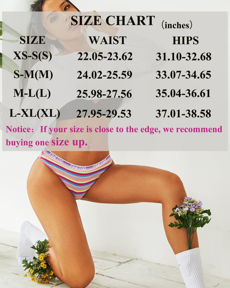 FINETOO Cotton Underwear for Women Cheeky High Cut Breathable Stretch Sexy Ladies Hipster Bikini Panties Pack S-XL - Image 5