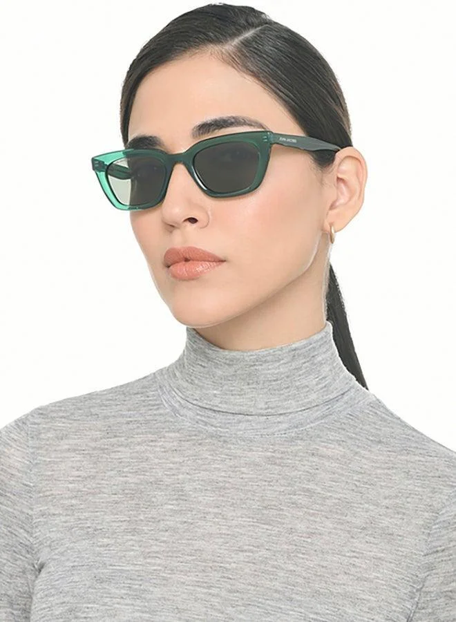 جون جاكوبس Women's نظارة شمسية جون جاكوبس - بإطار كامل مستطيل باللون الأخضر الرمادي