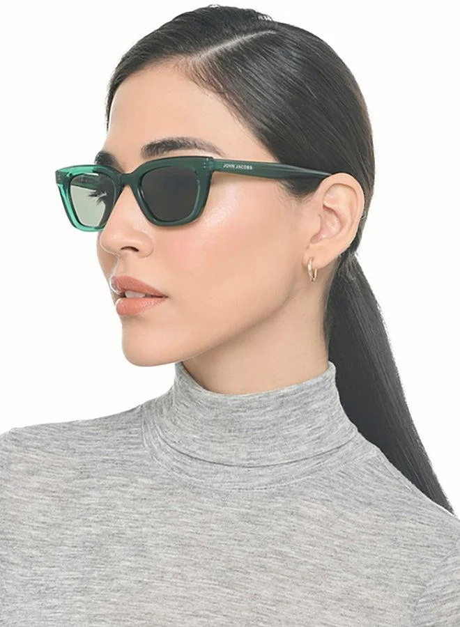 جون جاكوبس Women's نظارة شمسية جون جاكوبس - بإطار كامل مستطيل باللون الأخضر الرمادي