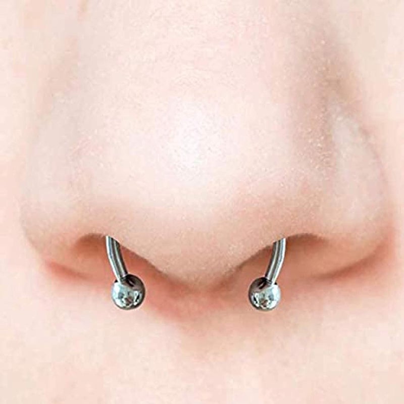 Shuiniba Magnetic Septum Nose Ring Horseshoe Fake Nose Ring Hoop Reusable Nose Ring Hoop Non-Piercing 316L Stainless Steel - 5 Pack - Image 2