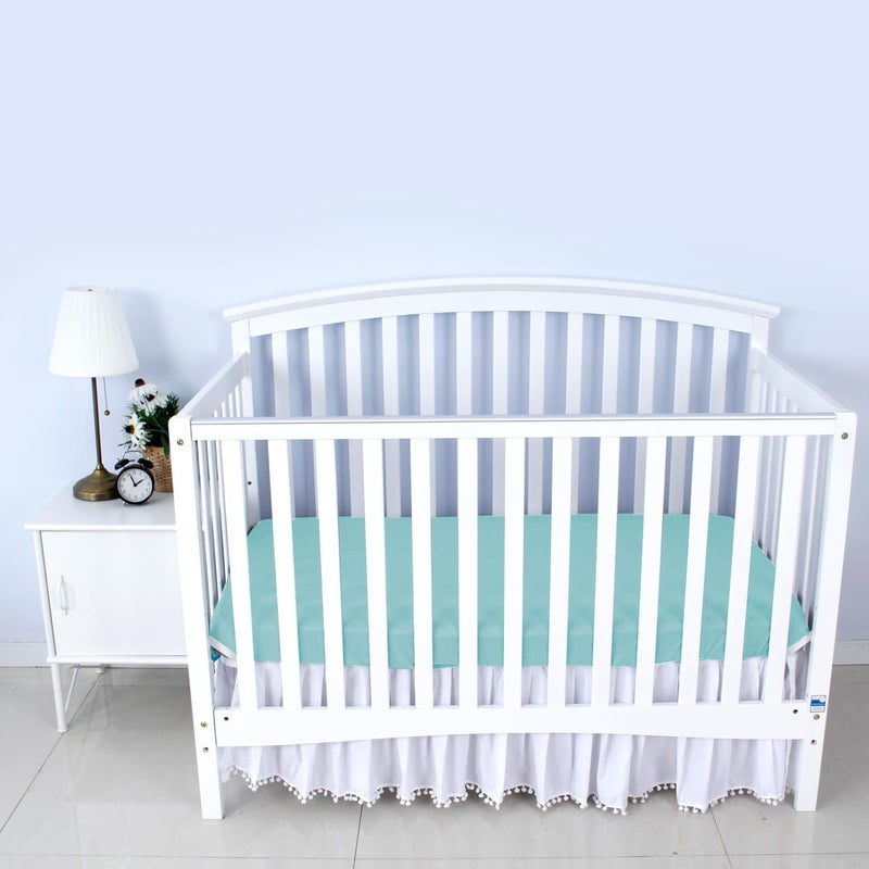Biloban Crib Sheets Fitted, 2 Pack Sheet Fits Standard Crib Mattress, Neutral Toddler Bed Sheets for Baby Boys and Girls, Pink & Aqua, 52'X 28' - Image 4