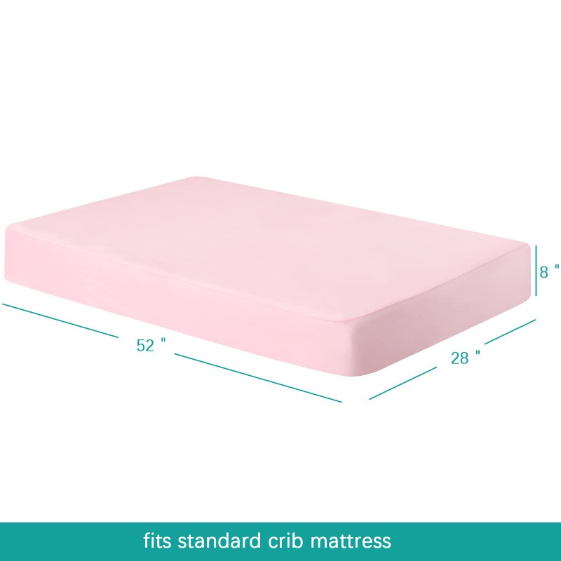 Biloban Crib Sheets Fitted, 2 Pack Sheet Fits Standard Crib Mattress, Neutral Toddler Bed Sheets for Baby Boys and Girls, Pink & Aqua, 52'X 28' - Image 3