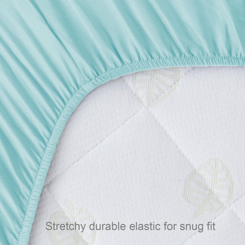Biloban Crib Sheets Fitted, 2 Pack Sheet Fits Standard Crib Mattress, Neutral Toddler Bed Sheets for Baby Boys and Girls, Pink & Aqua, 52'X 28' - Image 5