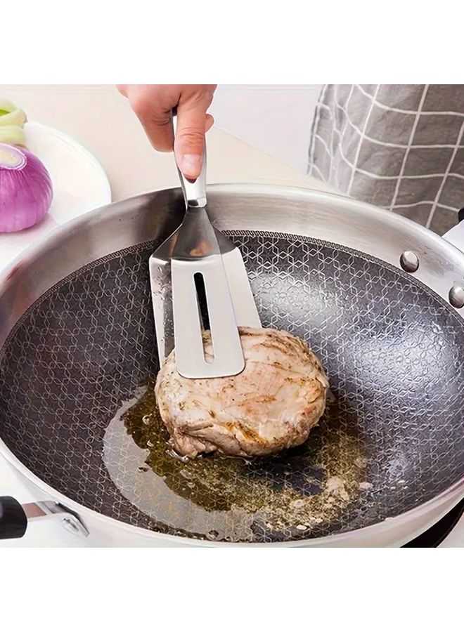 Silver Steak Spatula Heavy Duty 11 in 1 Kitchen Tool Meat Fish Clip - Image 4