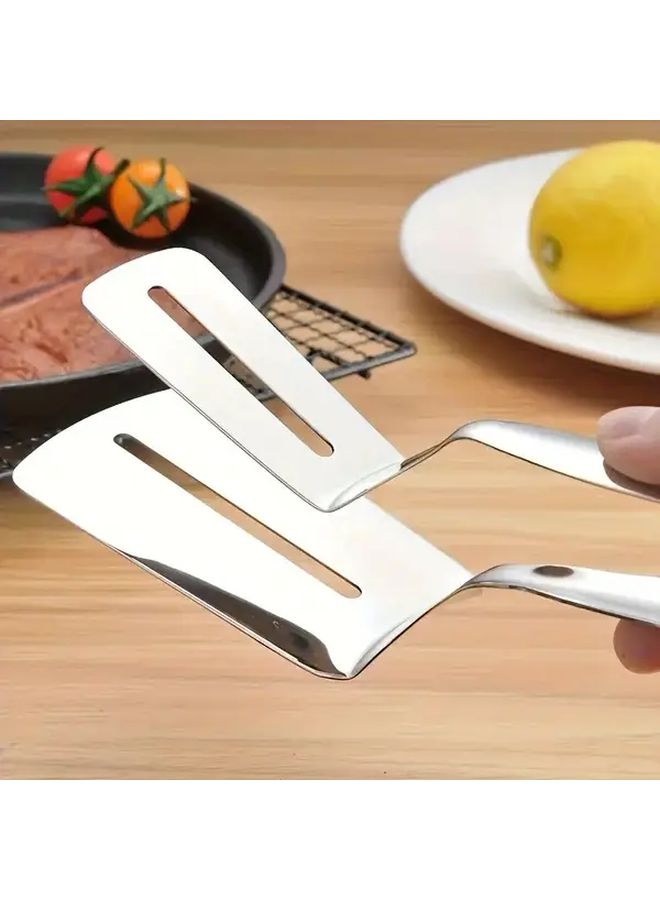 Silver Steak Spatula Heavy Duty 11 in 1 Kitchen Tool Meat Fish Clip - Image 5