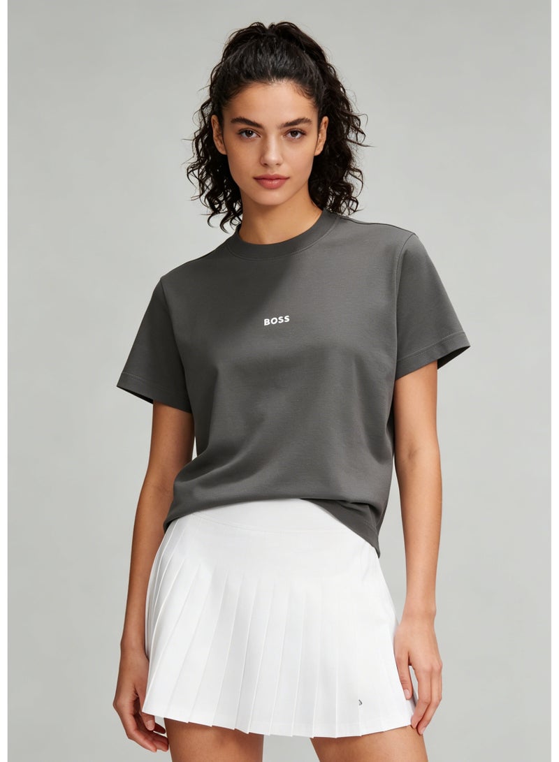 BOSS Men's Loose Fit Cotton Crew Neck T-Shirt with Logo Print - Dark Grey - Image 5