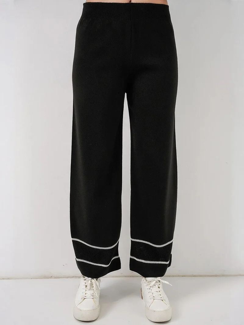 BIG DART BDART Button Detailed Striped Sweater & Pants Knit Co-Ord Set