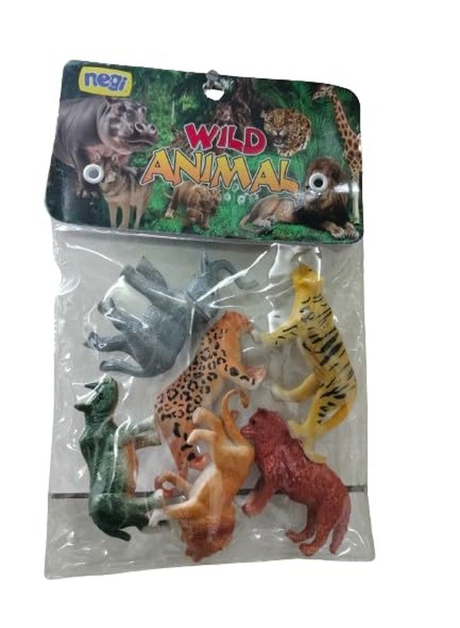 Negi Set of 6 Pcs Medium Size Full Action Toy Figure Jungle Cartoon Wild Animal Toys Figure Playing Set for Kids. - Image 2