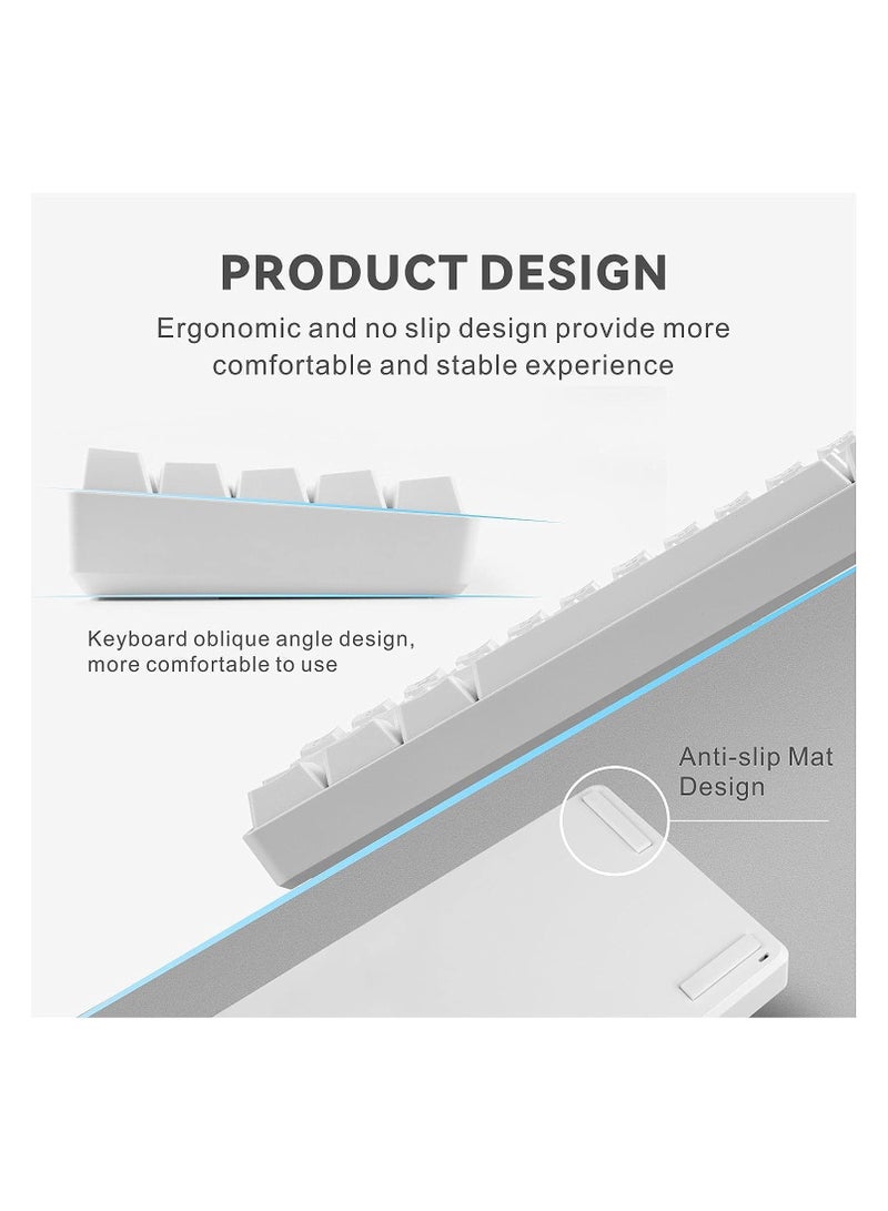 Dubkart Mechanical Gaming Keyboard, 61 Keys Ultral Compact Wired Keyboard with Blue Switches and RGB Backlit for iOS, Android and Windows, White - Image 3