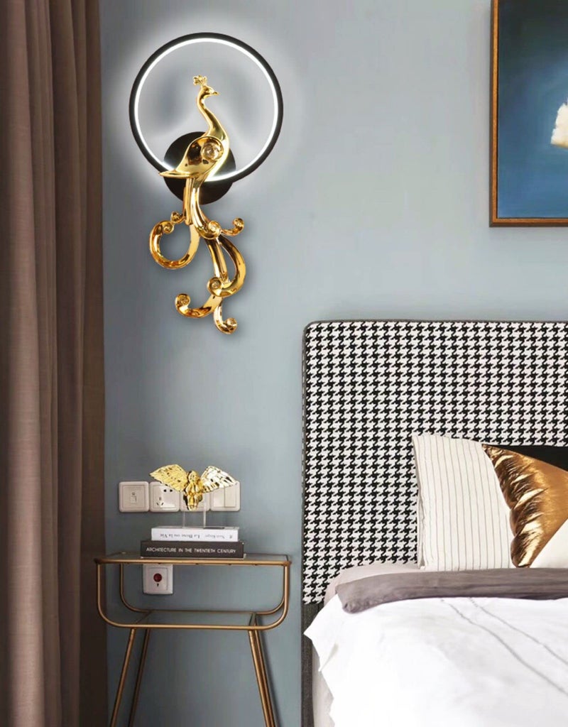 CITRA 500MM Modern Black Gold Long Gold Bird LED Wall Lamp - Warm White - Image 4