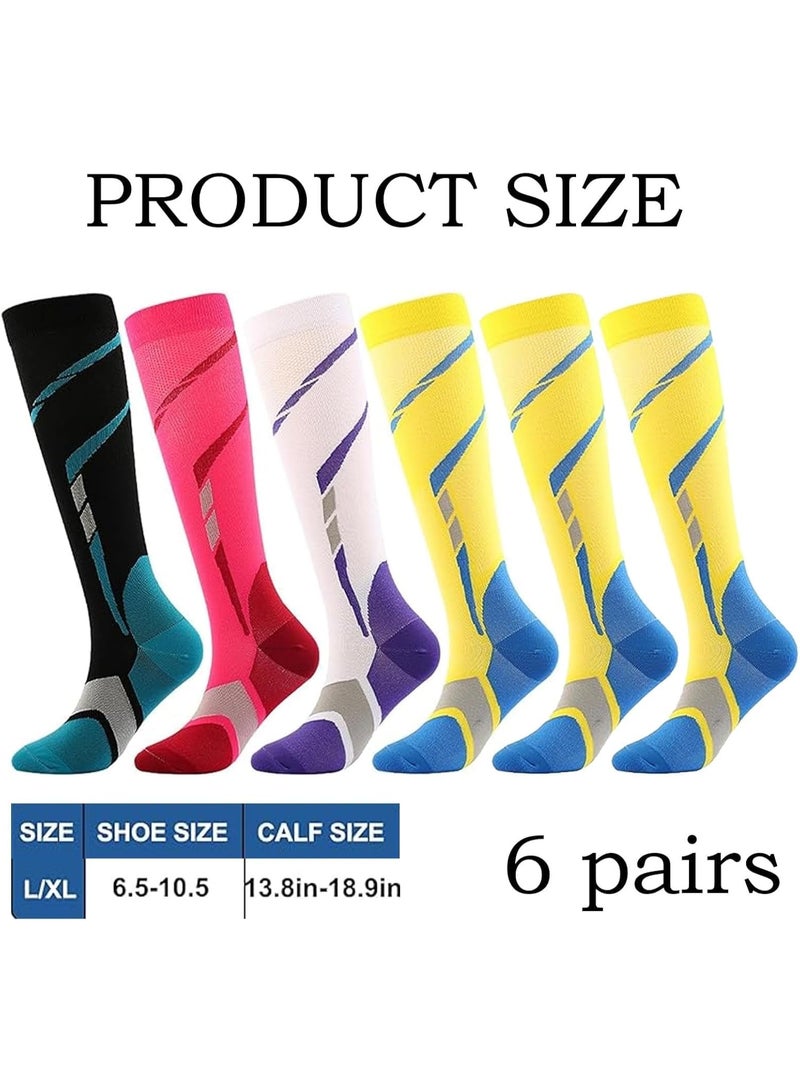 Bluejw 6 Pairs Compression Socks,Compression Stocking,Compression Stockings,Knee High Compression Stockings for Men & Women, 15-20mmHg Copper Graduated Pressure Socks for Nurses, Recovery, Running, Athletic - Image 2