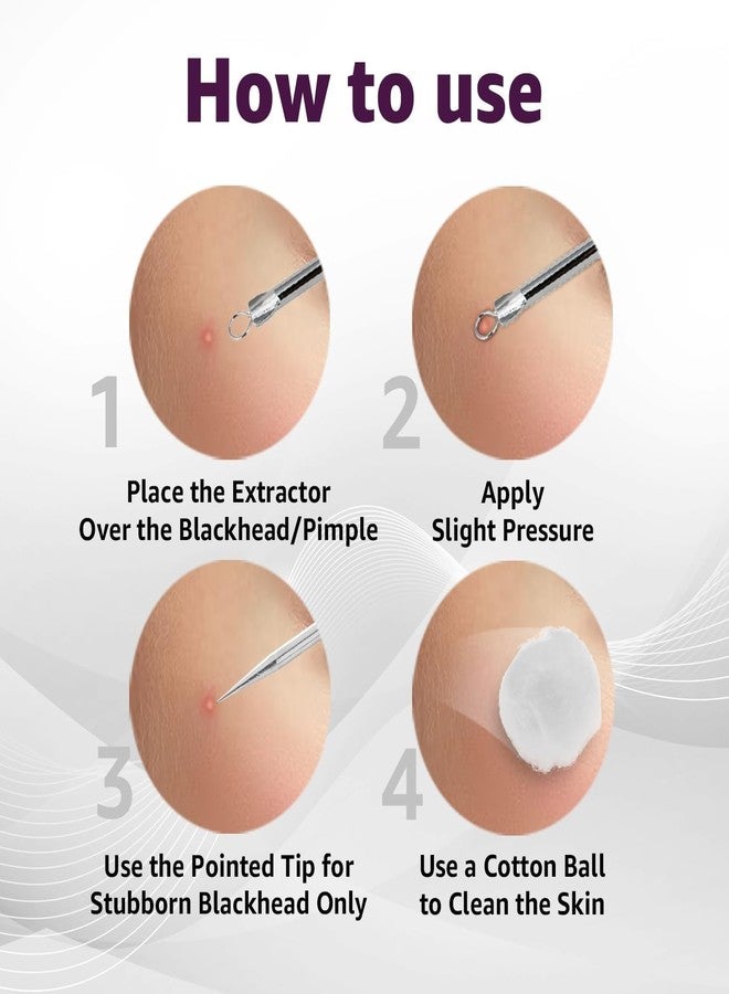 Keli 5 Pcs Blackhead Remover Tool with Round & Pointed Tip | Stainless Steel Comedone Extractor & Pimple Popper Pin for Acne, Blemish, Whiteheads, Zit, Pimples & Deep Pore Cleaning - Image 4