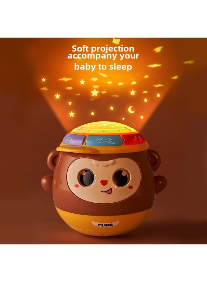 Baby Early Education Cute Monkey Tumbler Hand Drum Music Light Projection Infant Early Education Toy Tumbler-Color:Handsome And Lively Style-Specifications:13.5*12cm  - Image 2