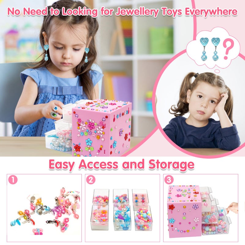 Mioram Toys for Girls Jewelry,37PCS Princess Toddler Girl Toys Age 6-8 for Pretend Play & Dress Up, Adjustable Ring Clip on Earrings Kids Toy for 3 4 5 6 7 8 9 Year Old Girls Christmas Birthday Gifts Ideas - Image 4