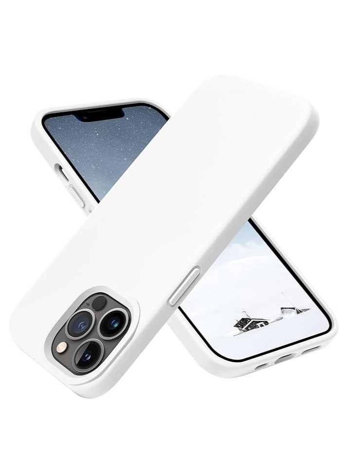 أكاليكس جراب متوافق مع iPhone 13 Pro، جراب هاتف نحيف واقٍ من السيليكون السائل مقاوم للصدمات مع بطانة من الألياف الدقيقة المضادة للخدش، 6.1 بوصة (أبيض) - Image 1