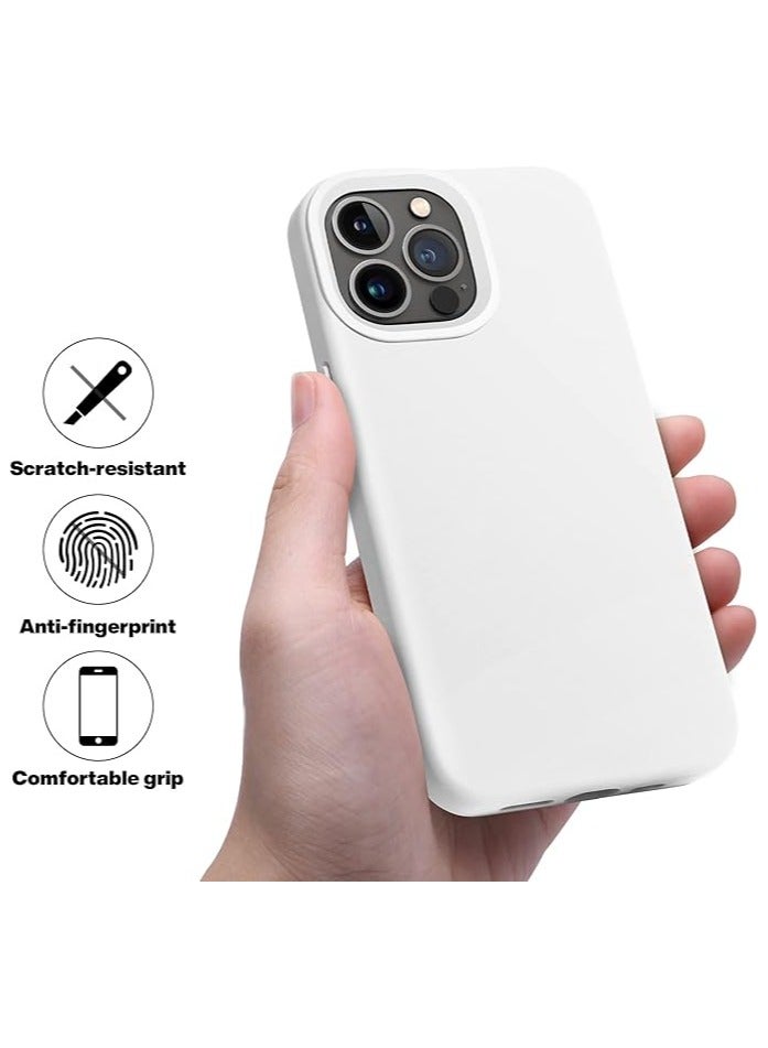 أكاليكس جراب متوافق مع iPhone 13 Pro، جراب هاتف نحيف واقٍ من السيليكون السائل مقاوم للصدمات مع بطانة من الألياف الدقيقة المضادة للخدش، 6.1 بوصة (أبيض) - Image 4