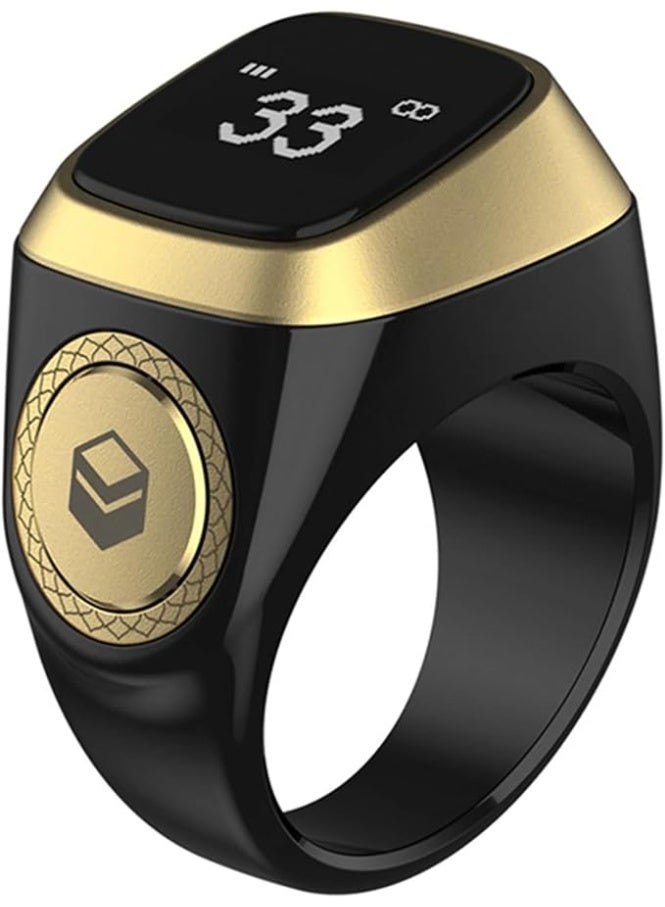 ACHAS Smart Tasbih Zikr Ring with LED Display, Bluetooth, Prayer Time Reminder, Count Reminder, 20mm, Black - Image 1