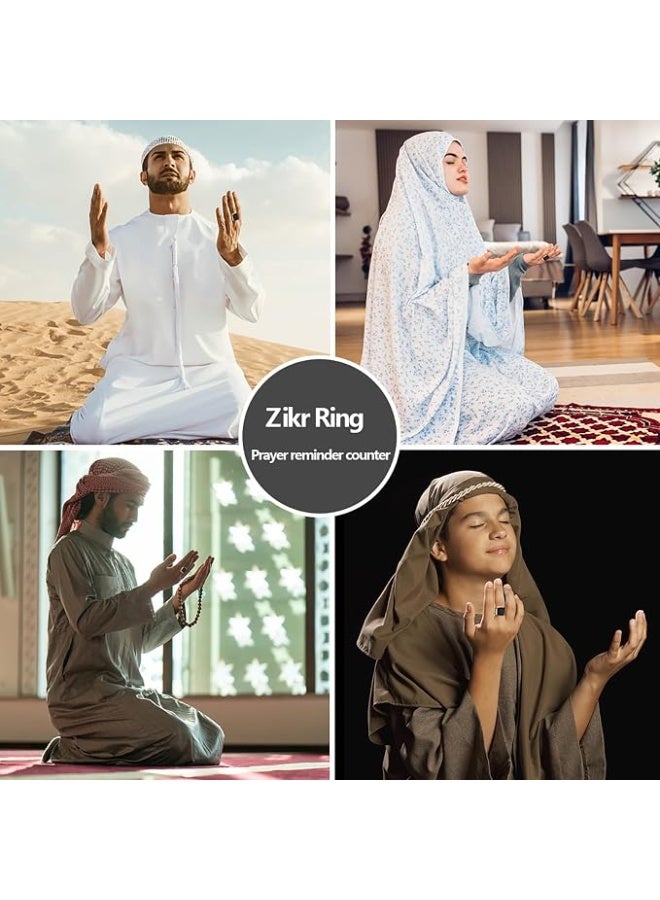 ACHAS Smart Tasbih Zikr Ring with LED Display, Bluetooth, Prayer Time Reminder, Count Reminder, 20mm, Black - Image 3