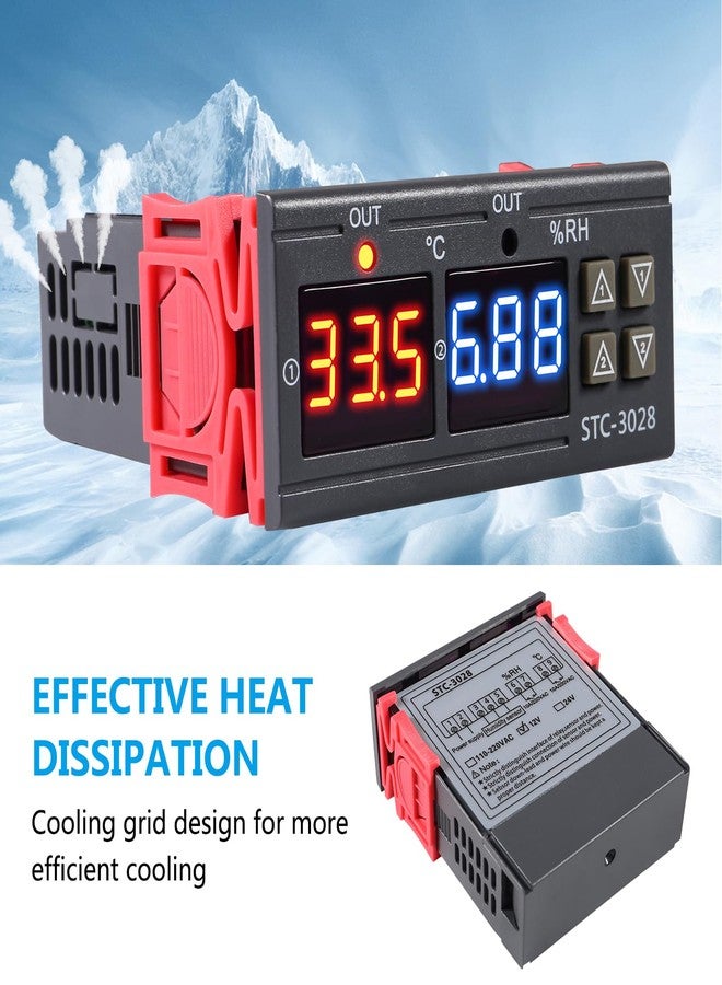 SHUTAO STC-3028 Temperature Controller 12V Temperature and Humidity Controller Meter with Integrated Sensor Dual Digital Display Thermometer Hygrometer Incubator Controller - Image 4