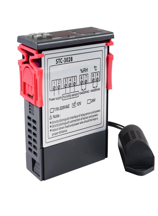 SHUTAO STC-3028 Temperature Controller 12V Temperature and Humidity Controller Meter with Integrated Sensor Dual Digital Display Thermometer Hygrometer Incubator Controller - Image 2