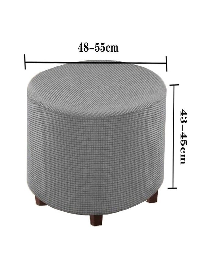 Marsrut Round Ottoman Slipcover, Circle Ottoman Cover Stretch to Fit 18.9"-21.7" Diameter, Stretchy Storage Cover, Furniture Dusty Protector with Elastic Bottom for Medium Circular Footstool, Footrests, Grey - Image 2