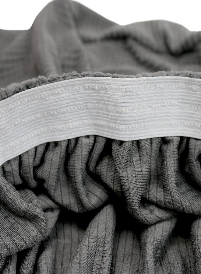 Marsrut Round Ottoman Slipcover, Circle Ottoman Cover Stretch to Fit 18.9"-21.7" Diameter, Stretchy Storage Cover, Furniture Dusty Protector with Elastic Bottom for Medium Circular Footstool, Footrests, Grey - Image 3