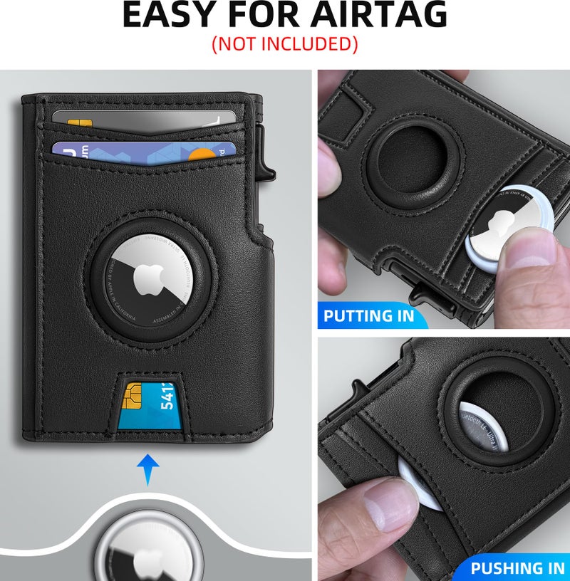 miyozi Airtag Wallet for Men,with Money Clip 10 Cards Metal Case Smart Slim Pop Up Credit Card Holder Flip with Magnetic Closure RFID Blocking wallet with Gift Box - Image 4