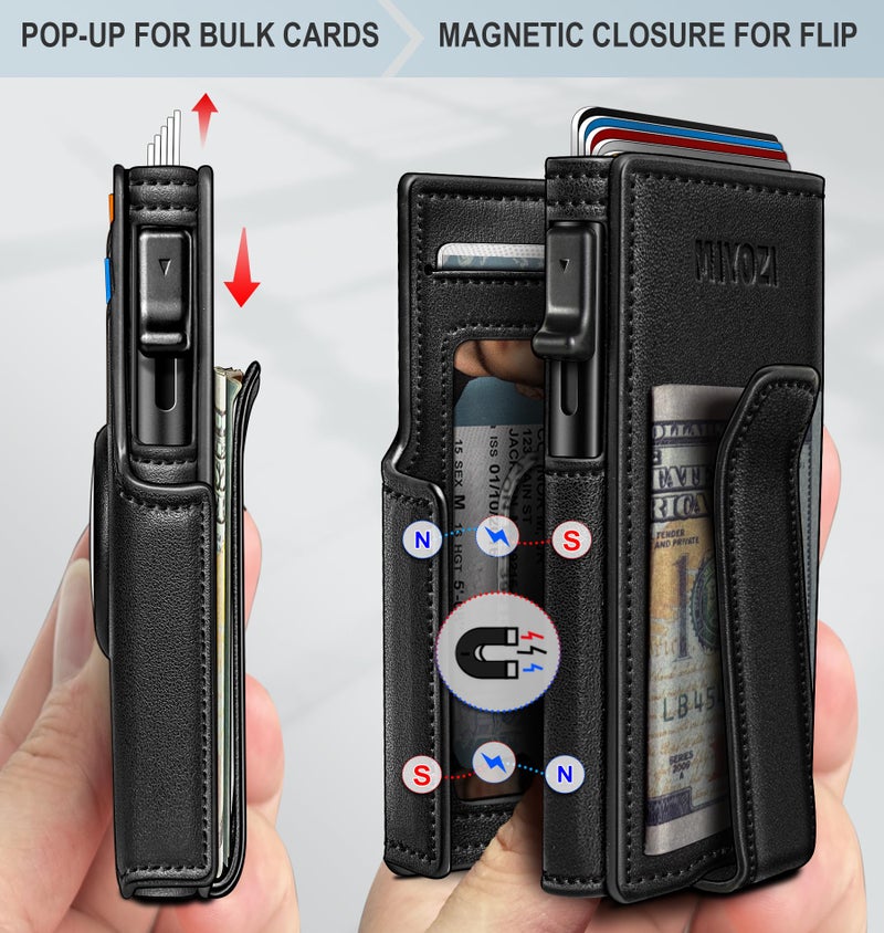 miyozi Airtag Wallet for Men,with Money Clip 10 Cards Metal Case Smart Slim Pop Up Credit Card Holder Flip with Magnetic Closure RFID Blocking wallet with Gift Box - Image 3