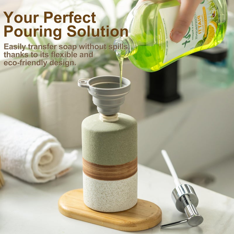 Cormomu Dish Soap Dispenser for Bathroom, Hand Soap Dispenser with Stainless Steel Pump, Includes Silicone Funnel, Non-Slip Design, Matte Finish, Kitchen Decor - Image 3