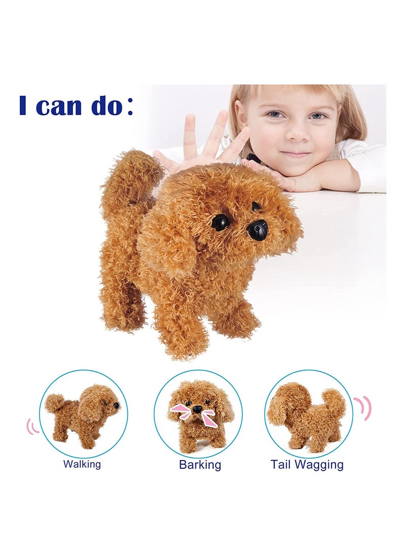 KASTWAVE Plush Interactive Toy Electronic Pet Plush Golden Retriever Toy Puppy Electronic Interactive Pet Dog Can Walking Barking Tail Wagging Stretching Companion Animal for Kids (Teddy Dog)  - Image 4