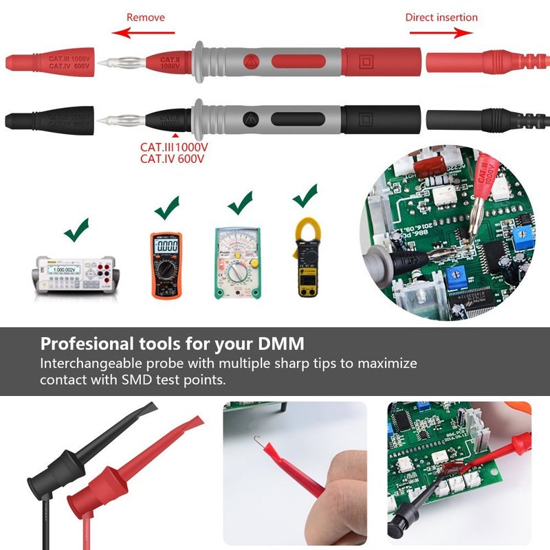 HANDSKIT 22 in 1 Multimeter Test Leads Set with Electrical Alligator Clips and Soft Silicone Probes - Image 4