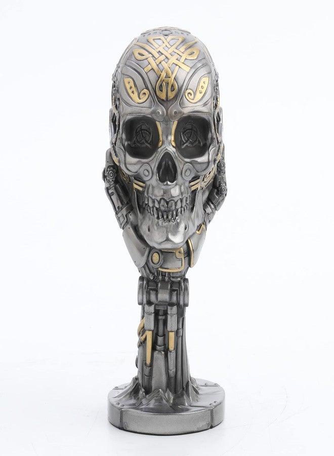 فيرونيز ديزاين تمثال مفكر ستيمبانك من تصميم فيرونيز، مقاس 7 1/8 بوصة، منحوتة جمجمة ميكانيكية بطلاء معدني - Image 3