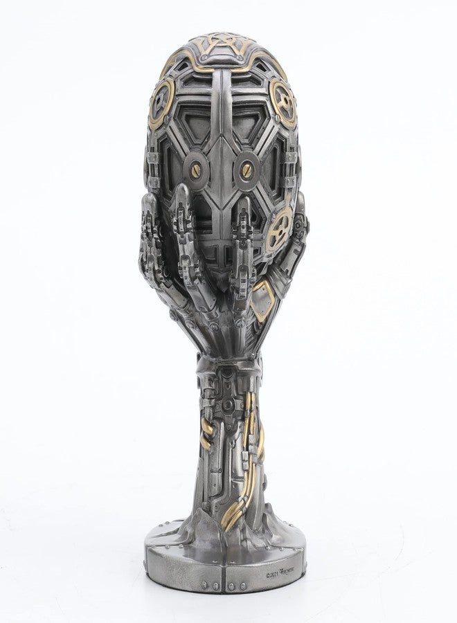 فيرونيز ديزاين تمثال مفكر ستيمبانك من تصميم فيرونيز، مقاس 7 1/8 بوصة، منحوتة جمجمة ميكانيكية بطلاء معدني - Image 4