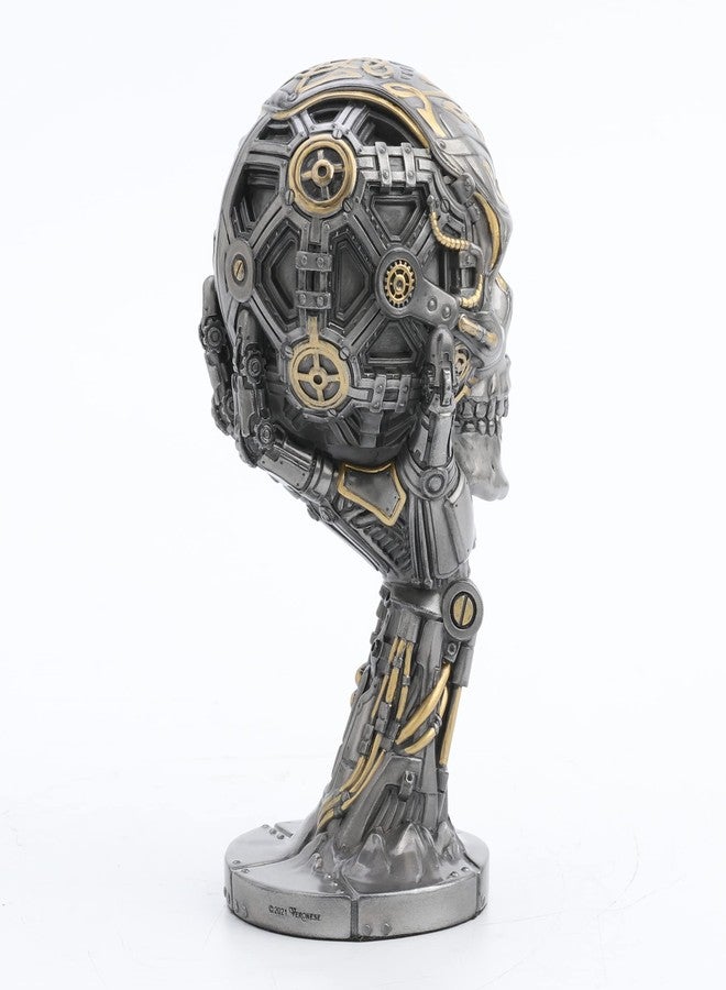 فيرونيز ديزاين تمثال مفكر ستيمبانك من تصميم فيرونيز، مقاس 7 1/8 بوصة، منحوتة جمجمة ميكانيكية بطلاء معدني - Image 5