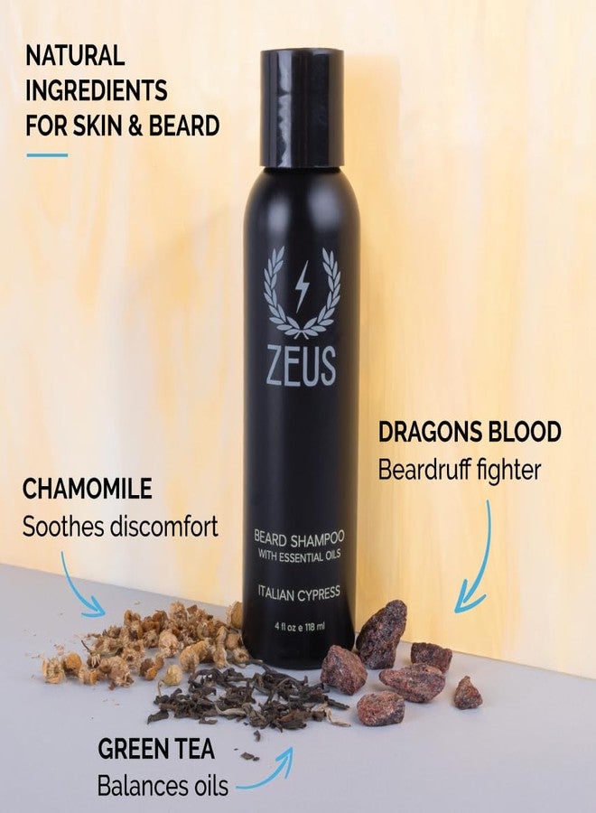 ZEUS Italian Cypress Beard Shampoo Wash with Essential Oils for Men (4 oz) MADE IN USA - Image 2