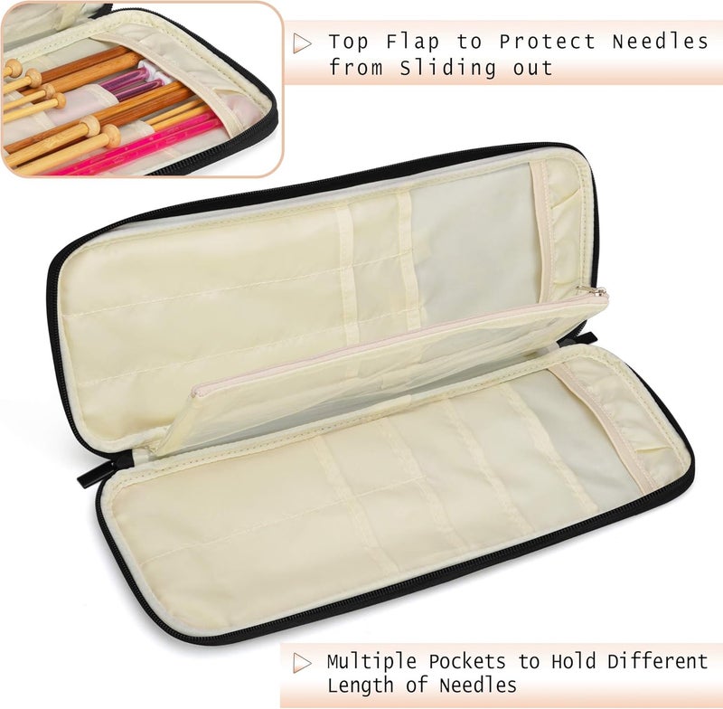 Teamoy Knitting Needles Case (Up to 14''), Travel Organizer Storage Bag for Knitting Needles, Tunisian Crochet Hooks and Accessories, Purple - Image 3